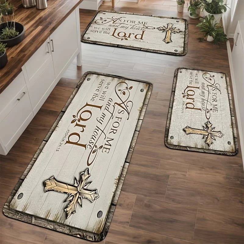 Tappeto da cucina con design a croce, antiscivolo, morbido, confortevole, facile da pulire, per bagno, porta, camera da letto, soggiorno, portico, lavanderia