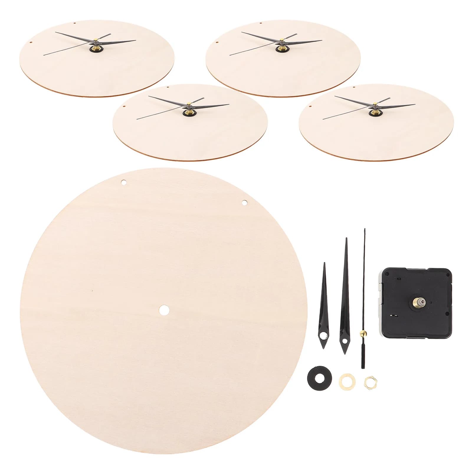 Set di 5 Quadranti per Orologio in Legno, Base per Orologio da Parete da Dipingere, per Progetti Fai-da-Te, Movimento Silenzioso in Legno, Accessori per Orologi