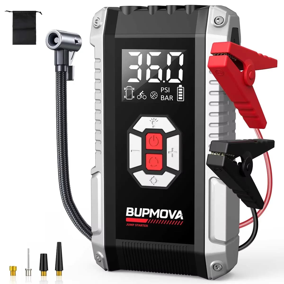Avviatore di Emergenza Portatile per Auto, Avviatore con Compressore d'Aria, Avviatore Portatile per Batteria, Jump Box per Batteria Auto