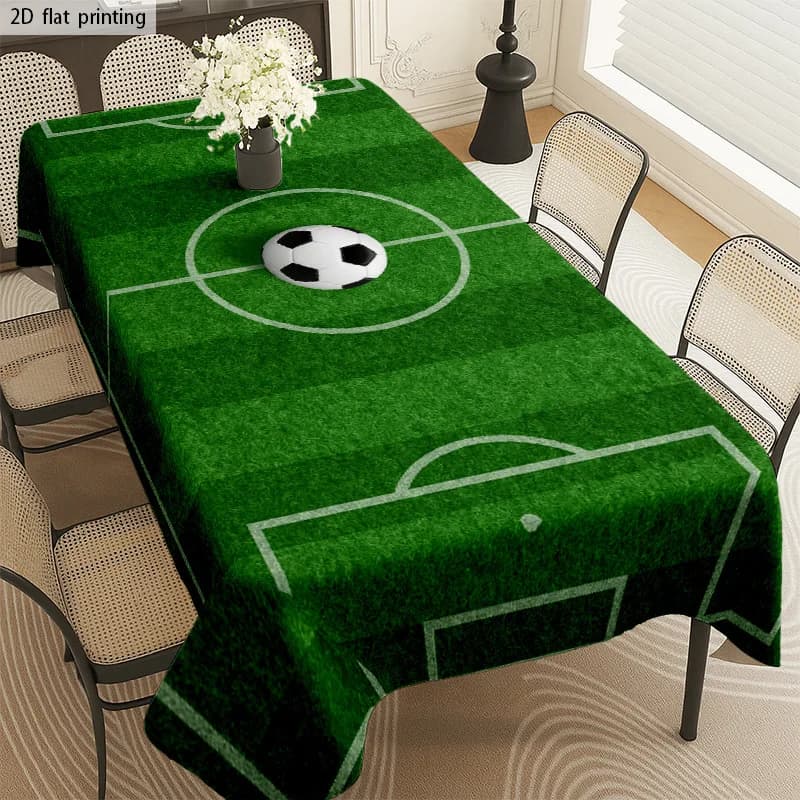 Tovaglia Rettangolare a Tema Campo da Calcio per Decorazione Tavolo, Giorno di Partita, Cucina, Sala da Pranzo, Decorazione per Feste di Compleanno per Ragazzi