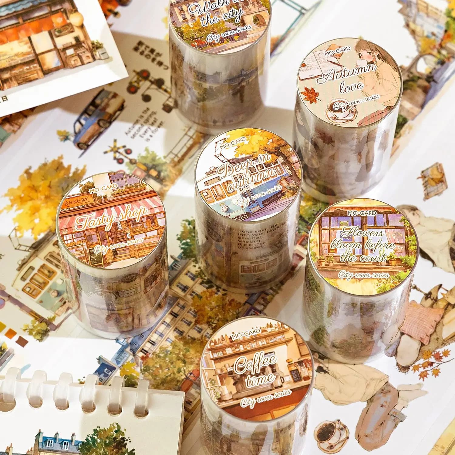 Mr. Paper, Personaggio retrò Street View Adesivi con nastro in PET Scrapbook Notebook Custodia per telefono Diario Decorazione Cancelleria Adesivi Nastro