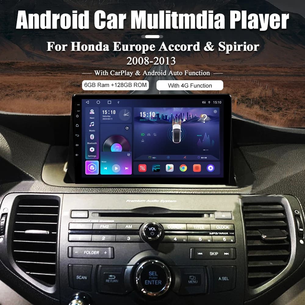 Penhui Car DVD For Honda Accord 8 Europe Version Spirior 2008-2013Radio Multimedia Video Player Navigation GPS Android 10.0