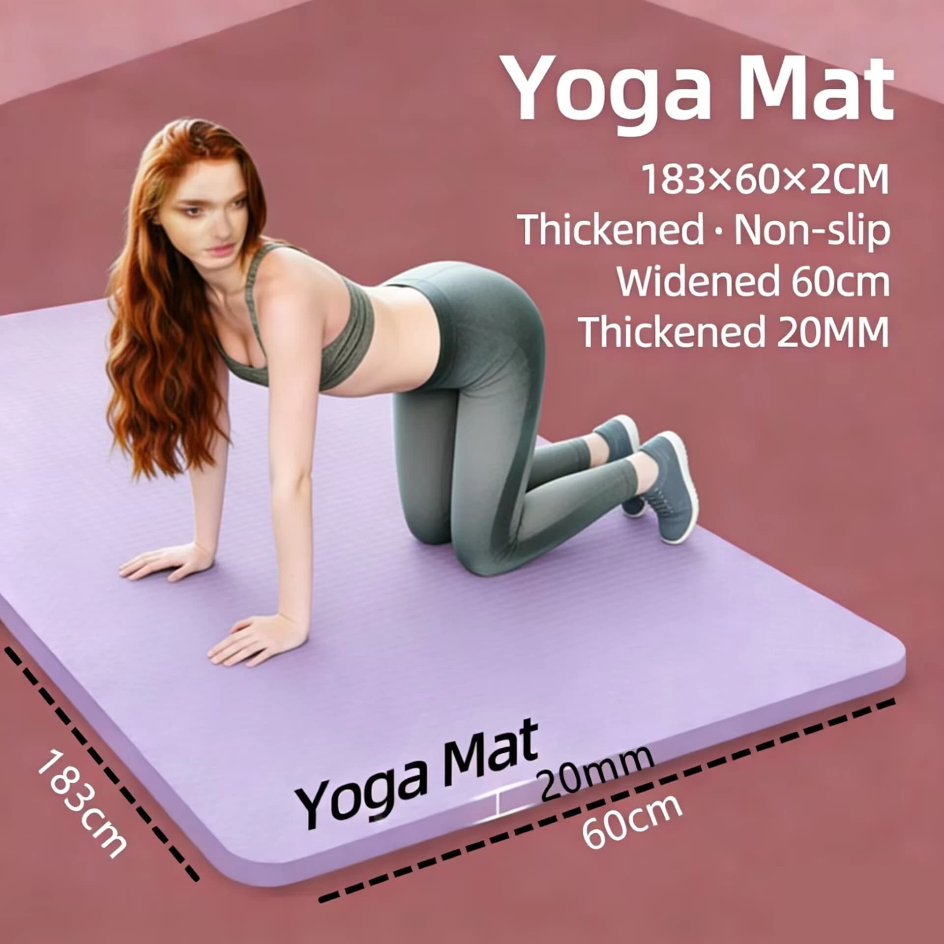 Yoga Mats Spessi 20mm 183x60x2cm Anti-slip for Sports, Fitness, Exercises, Yoga, Pilates, Gymnastics