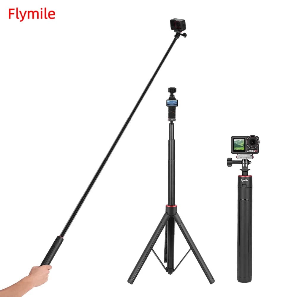 Treppiede allungabile Flymile Selfie Stick per DJI Action 6/5 Pro/4/3/Osmo 360 /Pocket 3/Insta 360 X5 X4/GoPro 13 Accessori per fotocamera