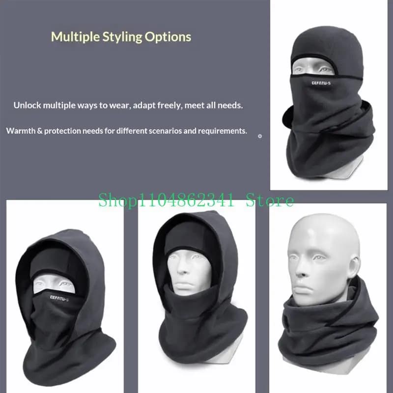 652F Winter Warm Headgear, Hat-Neck-Mask Integrated Outdoor Windproof Face Cover for Cycling & Ski Sports