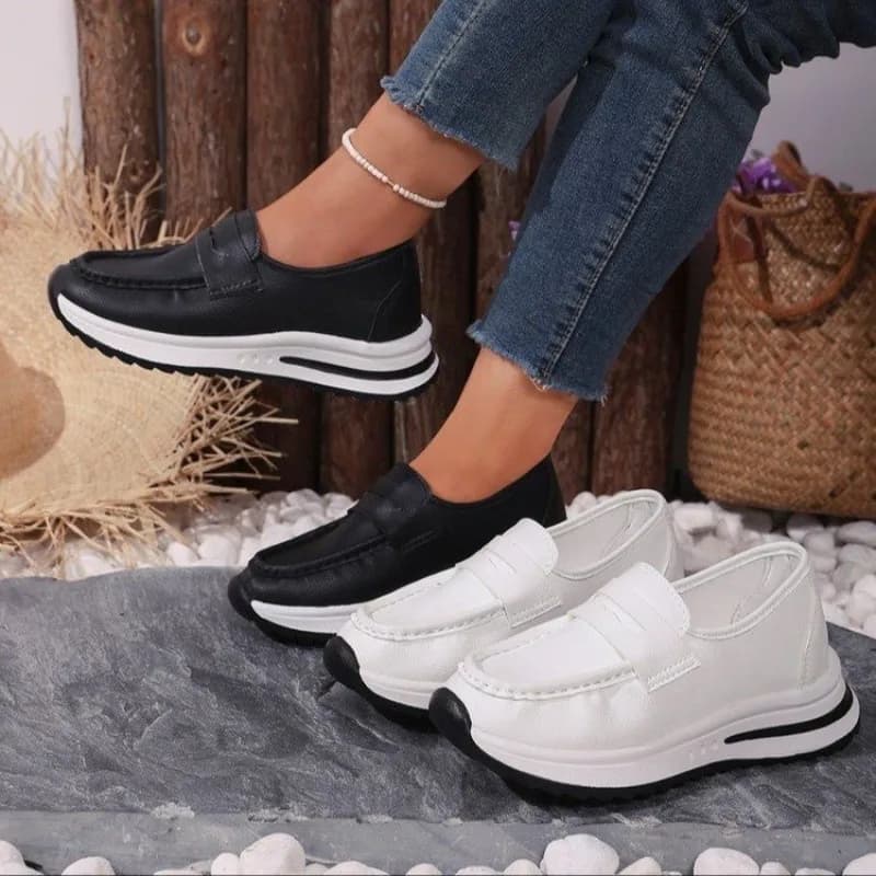 Scarpe basse da donna autunnali, sneakers con plateau da donna, scarpe con zeppa da donna, mocassini da donna