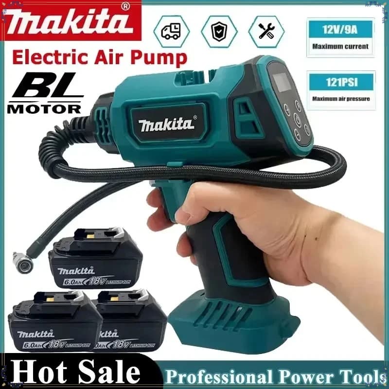 Makita 18V/20V Rechargeable Portable Air Pump, Auto Air Compressor for Car Tires, Electric Tool
