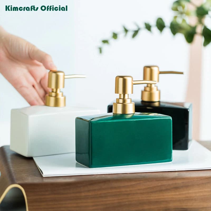Accessori da Bagno in Stile Nordico, Dispenser per Sapone Liquido da Cucina, Bottiglia in Ceramica per Shampoo, Lozione e Balsamo