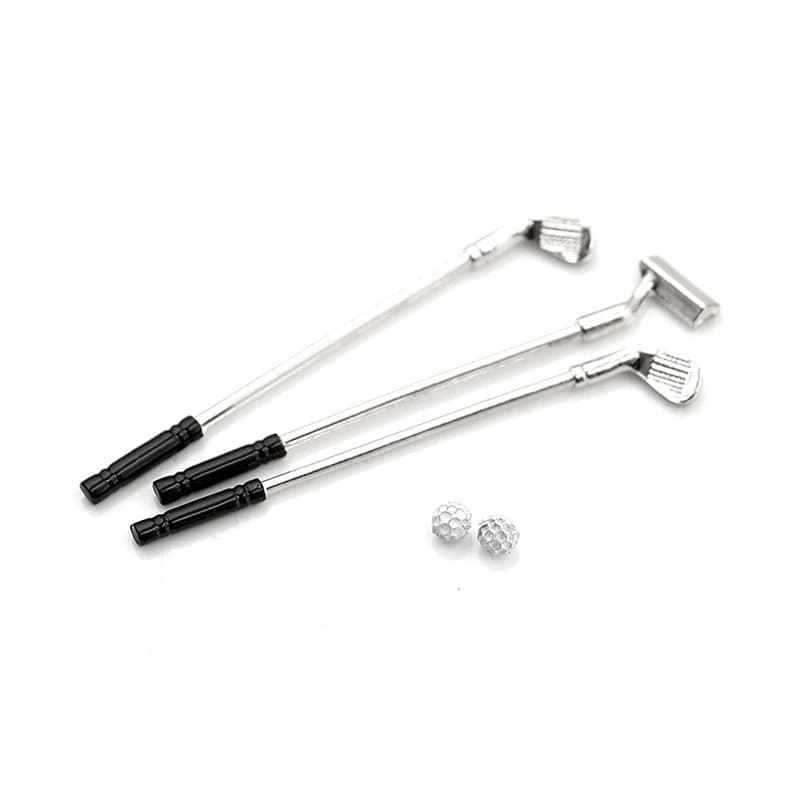 Nuovi bastoncini da Golf da 3 pezzi con accessori per bambole a sfera da 2 pezzi accessori in miniatura per casa delle bambole giocattolo per bambini