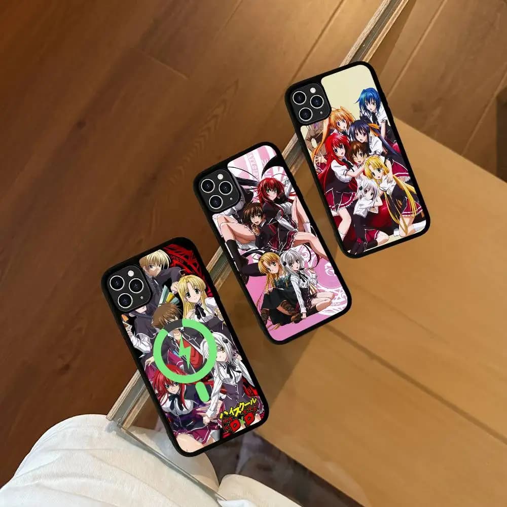 Custodia Magnetica per Telefono Anime High School DxD Nera per iPhone 16 15 17 Pro Max 11 12 13 14 Plus con Supporto MagSafe