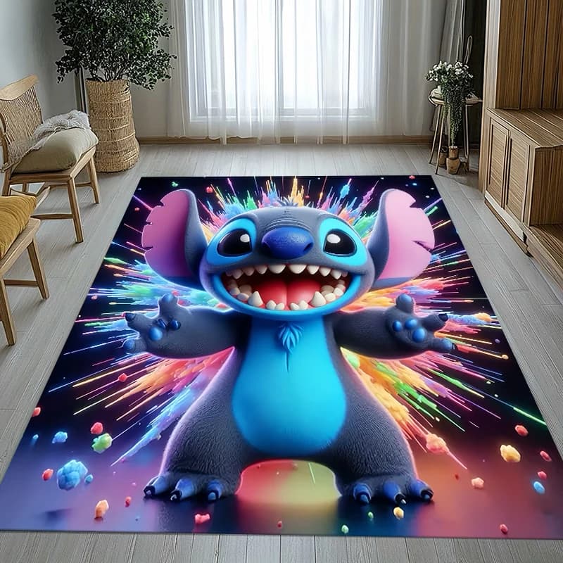 Tappeto Antiscivolo Cartoon Lilo Stitch Angel per Soggiorno, Morbido Tappeto per Camera da Letto, Sala Giochi, Divano, Decorazione Casa, Regalo