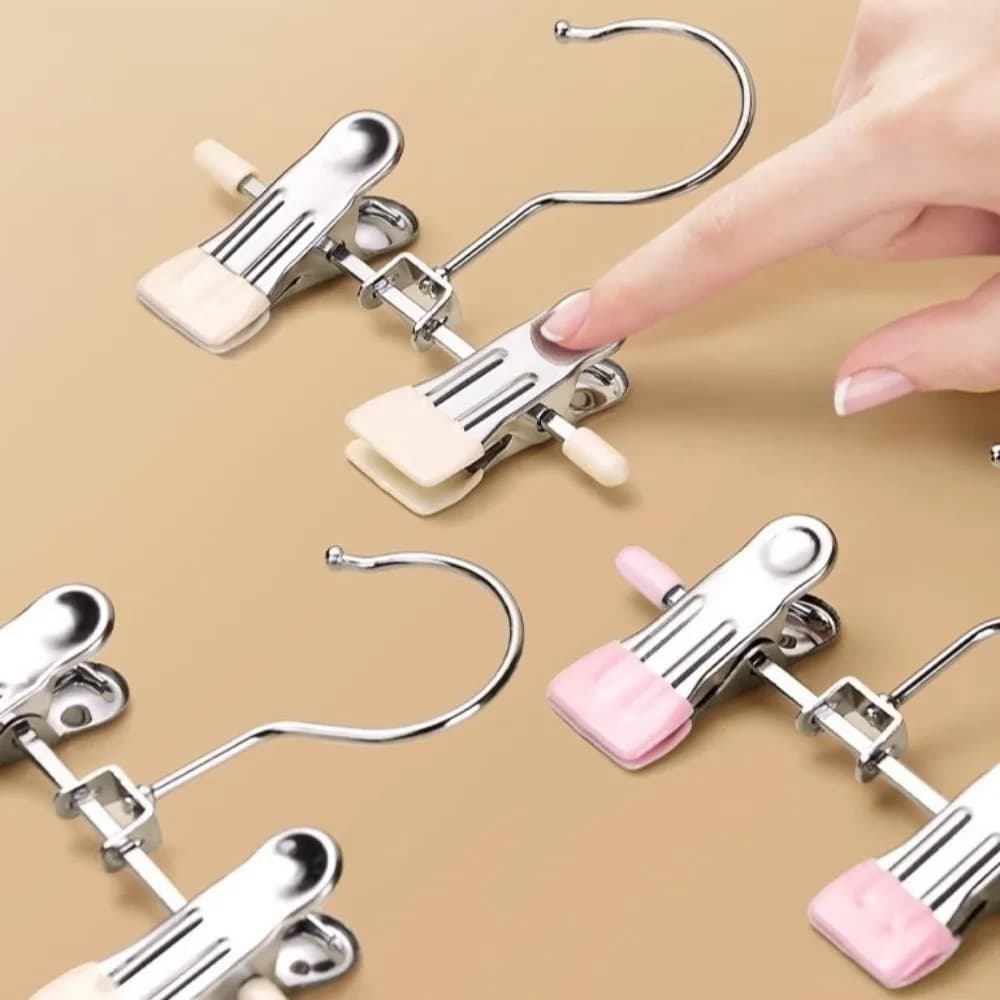 30pcs 360° Rotatable Clothes Drying Hanger Double Clip Windproof Pants Hanger Adjustable Non-Slip Clothespins Clothes Organizer