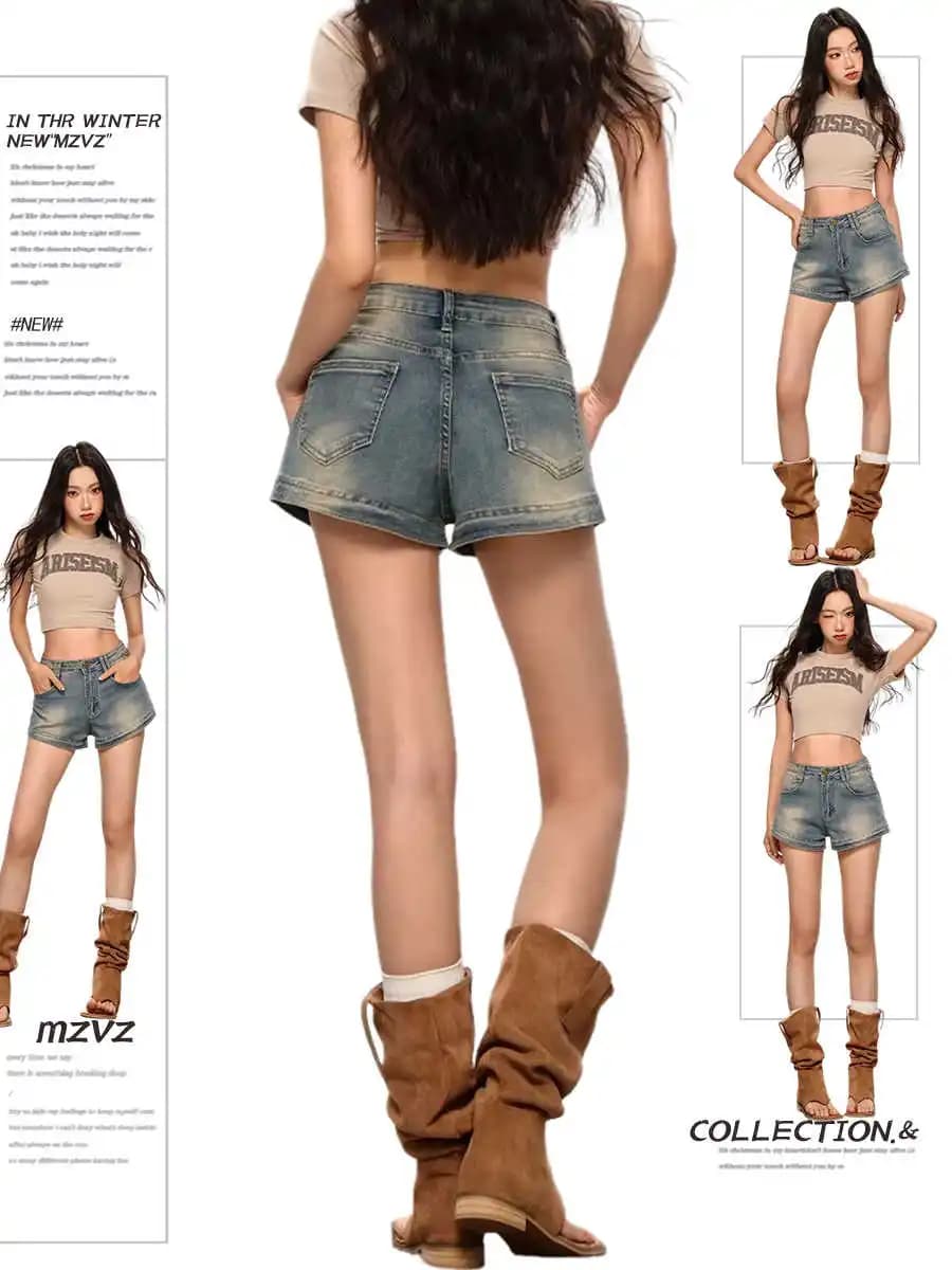 New Arrivals Summer 2026: Denim Punk Shorts in Low Life American Style Retro from Woman, Gyaru Y2K Years '00 Japanese Kpop Harajuku, Hot Pants of Trend