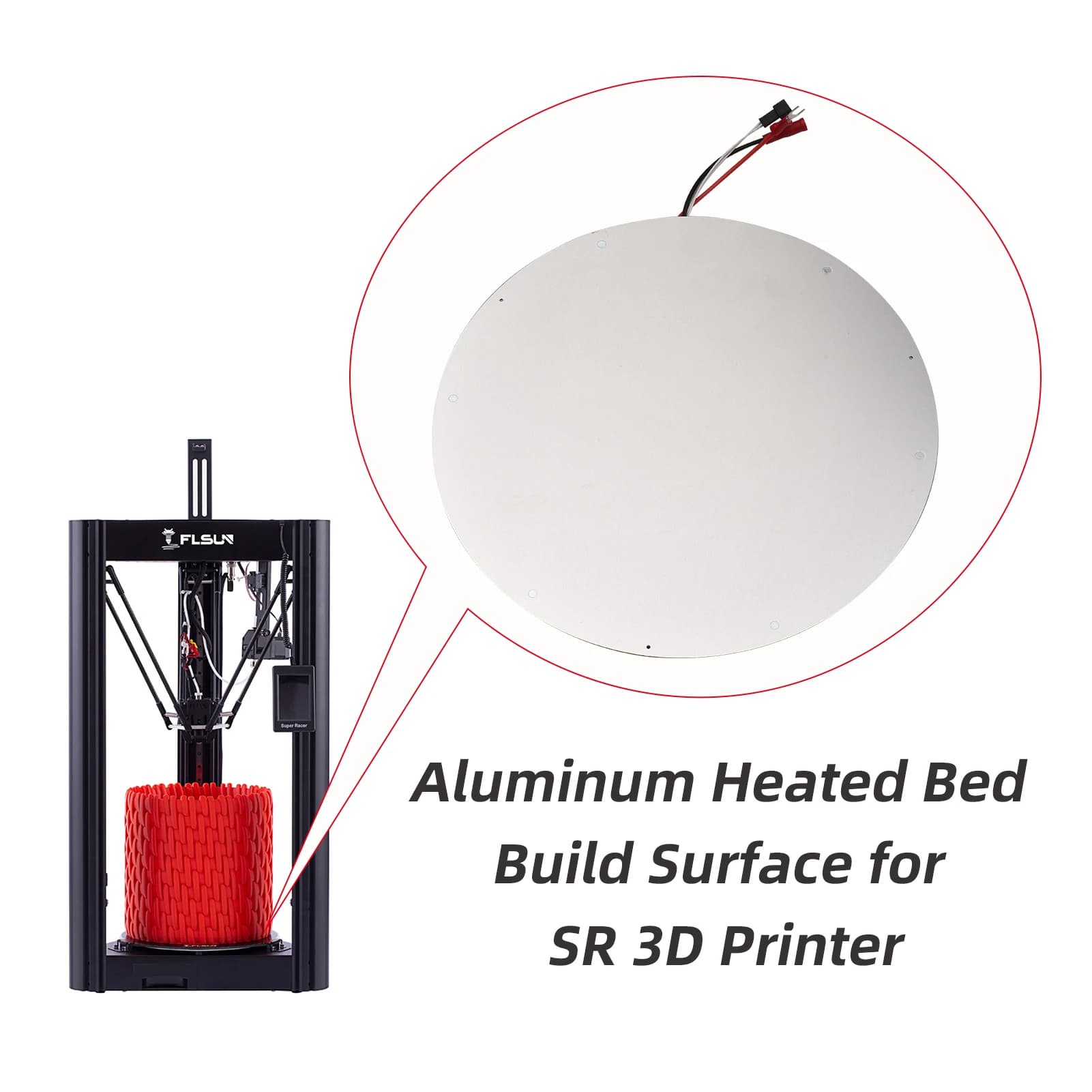Original FLSUN Super Racer Delta 3D Printer Part Hot Bed Kit SR Plate Heatbed Board Platform Accessories Replacement
