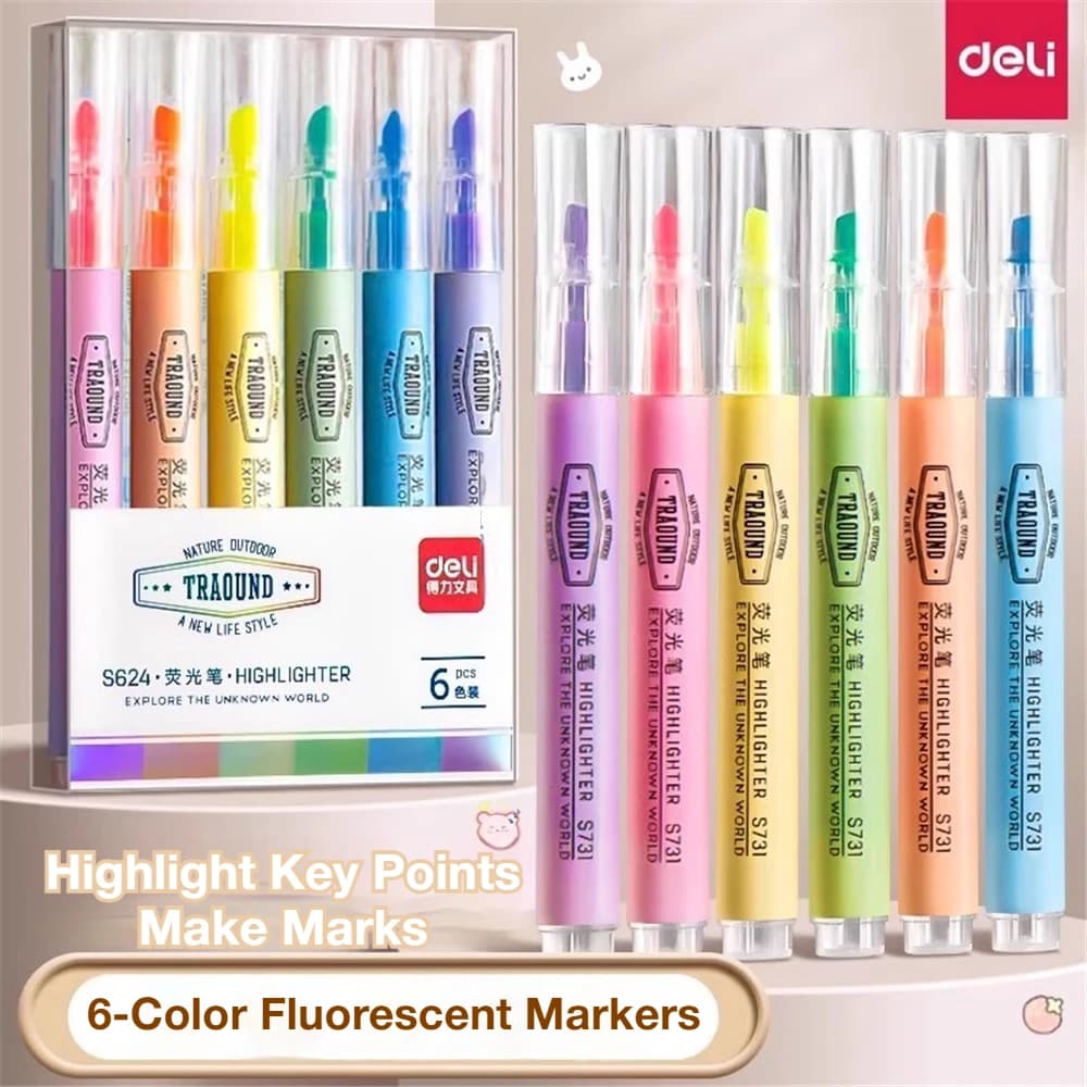 Evidenziatori a Forma di Macaron in 6 Colori Pastello, Penne Fluorescenti per Disegno, Carini Articoli di Cancelleria per la Scuola