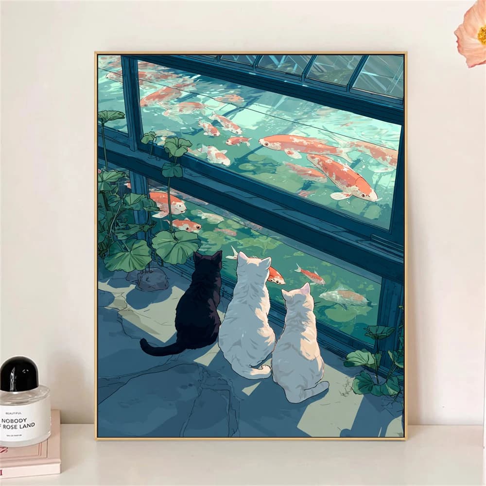 Paint by Numbers For Adult Kit Three Fat Cats DIY Dropshipping acrylic Oil Painting Canvas by Number Home Decor