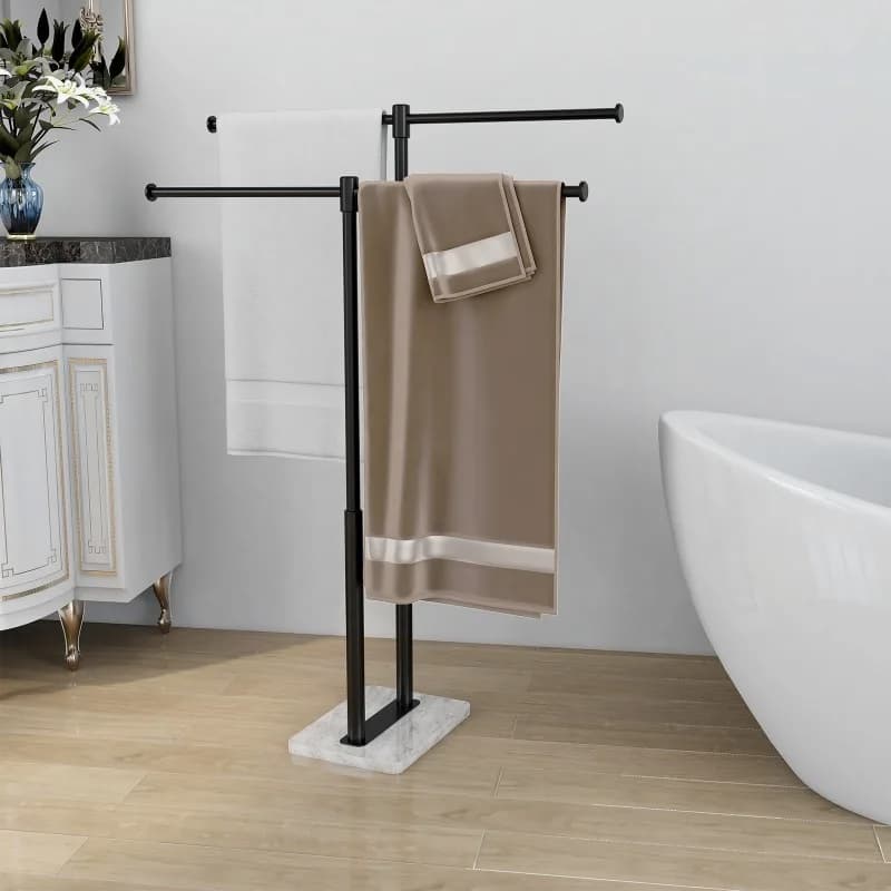Portasciugamani doppi da pavimento Semplice per uso domestico, saldamente stabile, impermeabile, senza perforazione, portasciugamani da bagno, accessori da bagno per hotel
