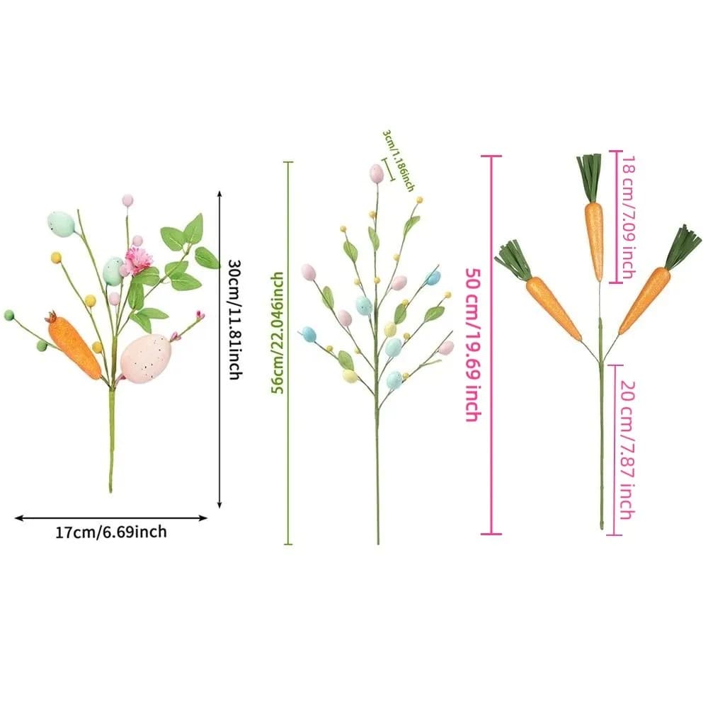 Easter Colored Carote and Egg Bouquet, Artificial Flowers Bouquet in Foam, Frost Artificial Flowers Copper
