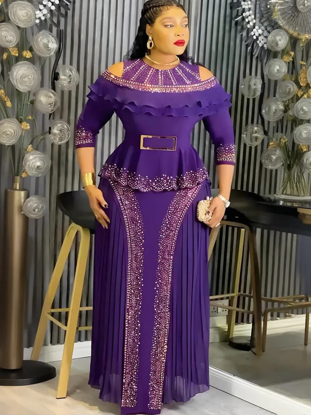 Abiti da festa africani taglie forti da donna, eleganti e lussuosi, con volant, per matrimoni e serate, Dashiki Ankara Turchia, vestito 2026 Nuovo