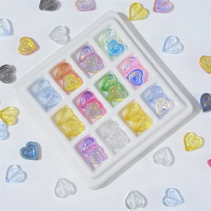 14MM Illusion Color Crystal Love Heart Perline Perline distanziatrici fatte a mano per gioielli fai da te che realizzano risultati di accessori per collane e braccialetti