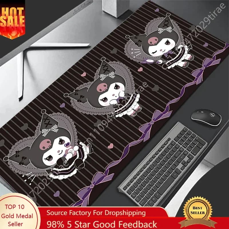 Kuromi Leather Mousepad Gaming Anime Keyboard Pads PC Large Size Mouse Pad Student Writing Desk Pad Sanrio Cosplay Accessories