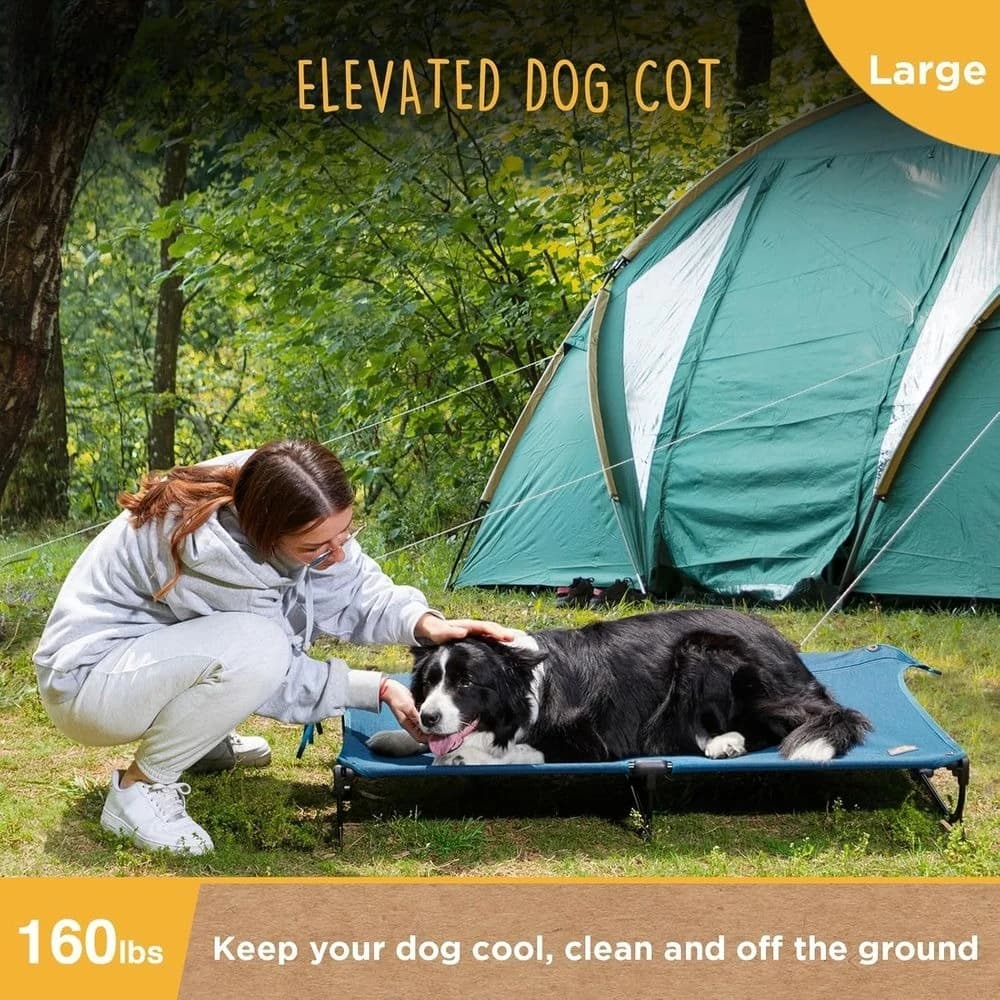 Letto per cani rialzato pieghevole, lettino per cani rialzato per esterni di grandi dimensioni, lettino per animali domestici rinfrescante a prova di masticazione, portatile, resistente fino a 160 libbre, animale domestico