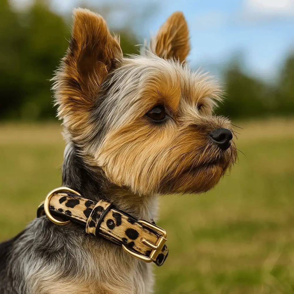 Collare per cani alla moda con stampa leopardata Collare per cani leopardato da passeggio per animali domestici Collare per animali domestici regolabile resistente all'usura Cani di piccola taglia media