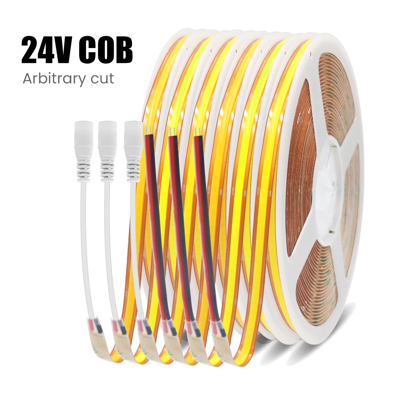 Striscia LED COB super luminosa da 720 LED Nastro LED flessibile con taglio arbitrario con nastro adesivo Luci COB a nastro LED 24V 0,5-20M