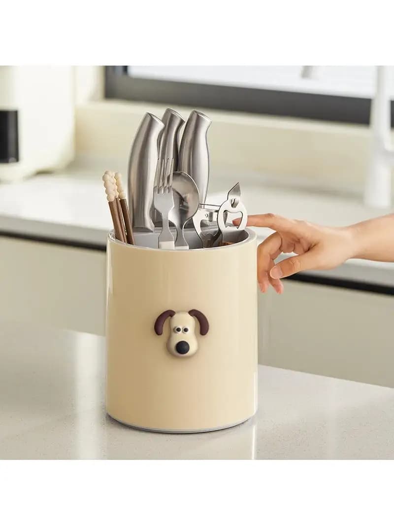 Rotatable Multi-Functional Kitchen Knife Holder Drain Rack Chopsticks Cage One-Piece Storage Box Home Use Utility Knife Stand