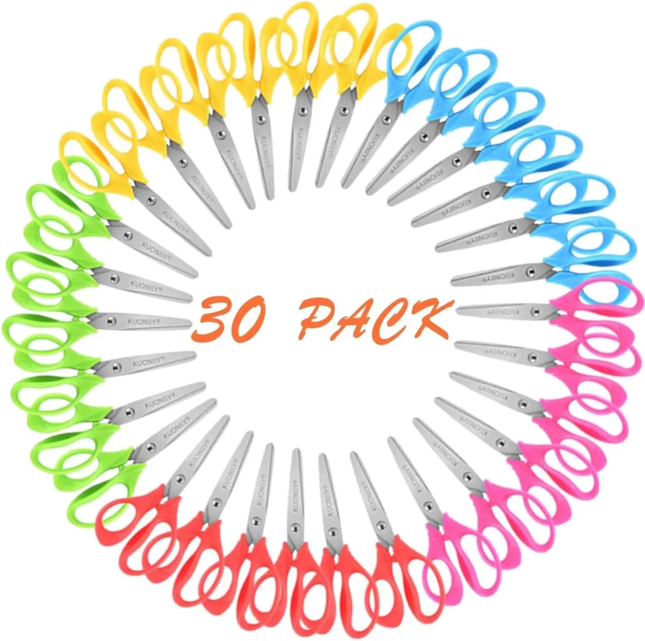 Confezione da 30 Forbici di Sicurezza per Bambini con Impugnature Morbide, Lame Smussate per Età 3+, Colori Assortiti, Ideali per Scuola e Lavori Creativi