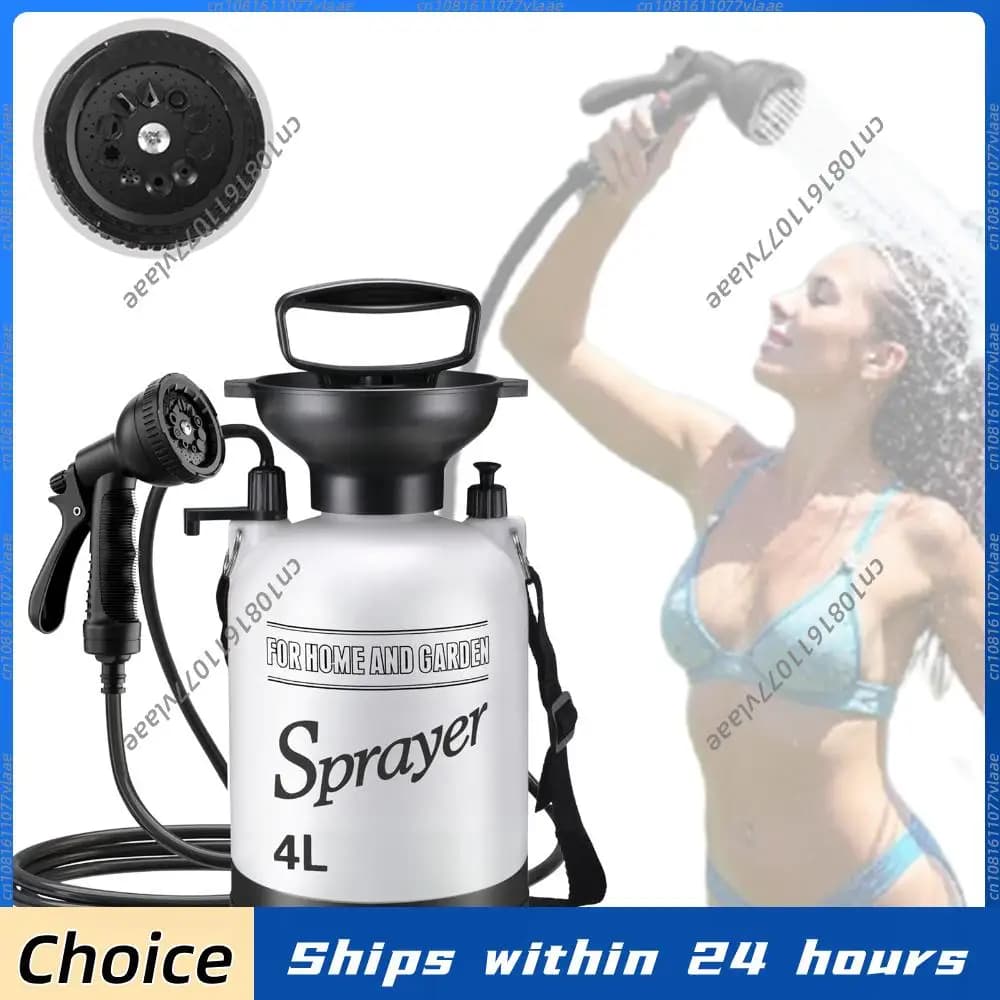 Doccia da Campeggio con Tubo Lungo 3 Metri, Doccia Portatile Multifunzionale con Pompa per Escursionismo, Viaggi, Giardino, Spiaggia, Animali Domestici