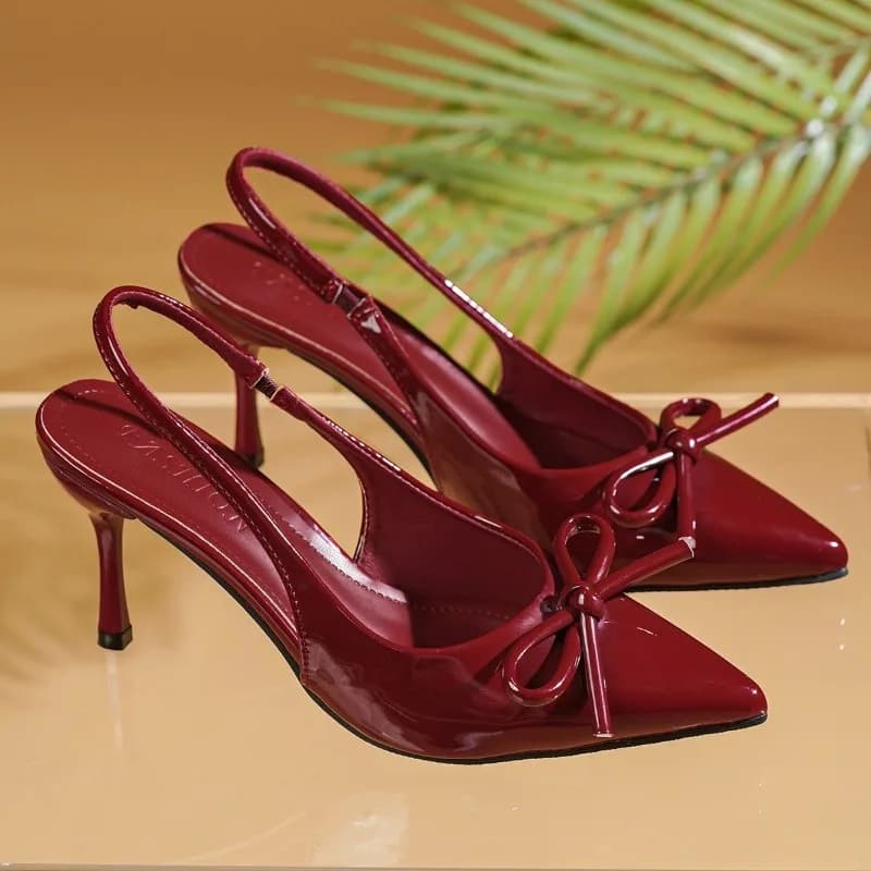 Bow Pointed Toe High Heels Sandals Women Brand Designer Shoes Fashion Slides Sexy Slingback Shoes Elegant Mules Sandals Female