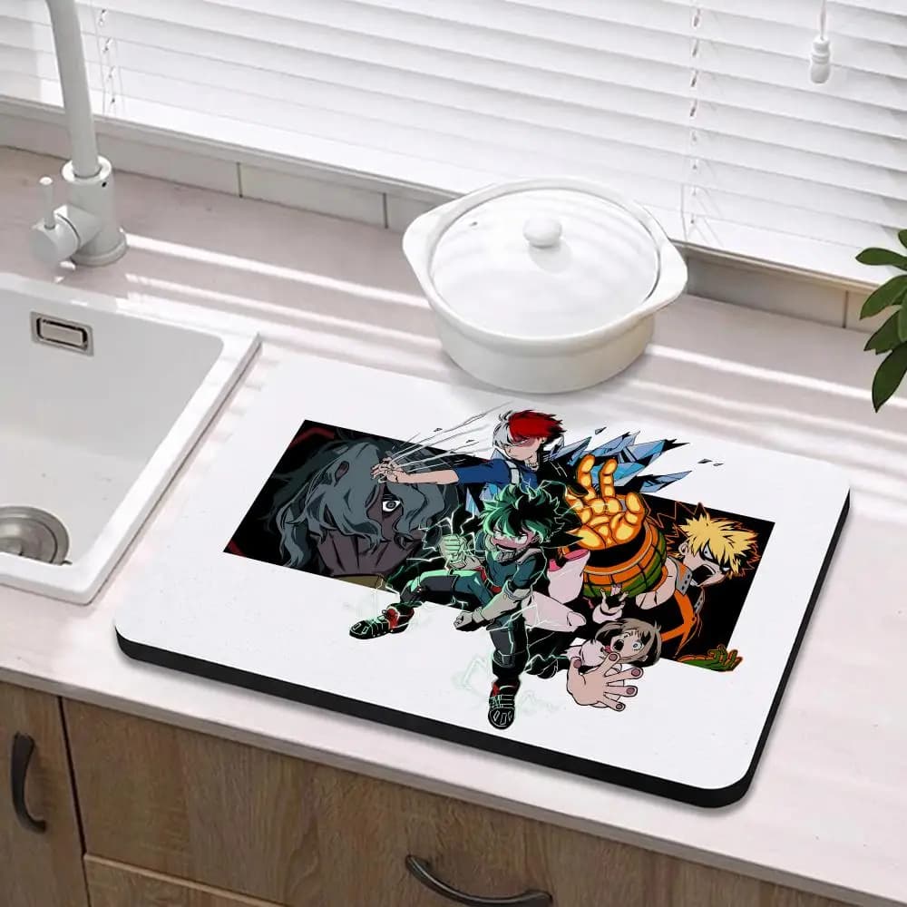 Tappetino Anime M-My Hero Academia in Diatomite Ecologica, Antibatterico e Antiodore per Cucina e Bagno
