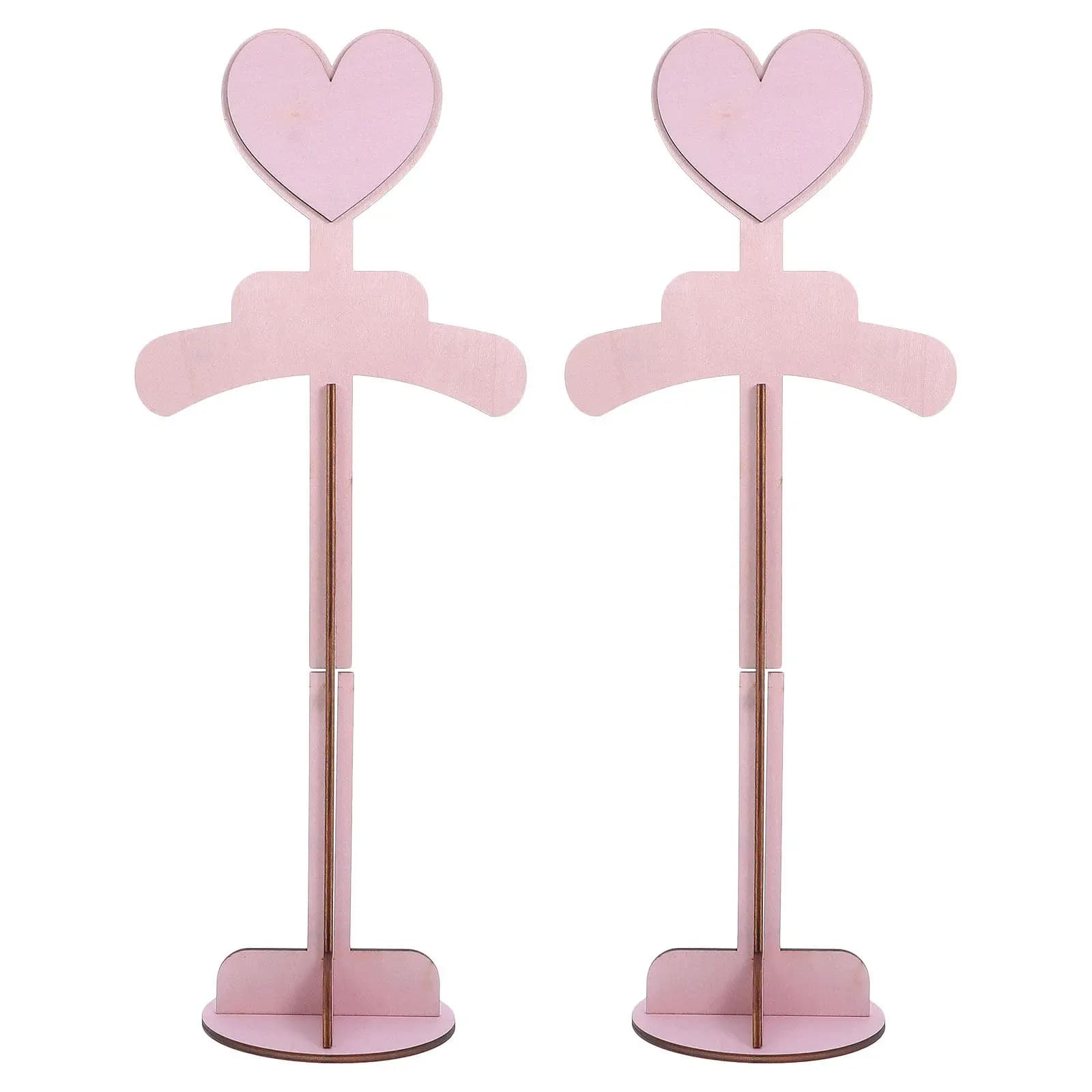 2 Pezzi Espositore in Legno a Forma di Cuore per Vestiti Bambino, Appendiabiti Robusto Regolabile Portatile per Abiti da Bambino, Ideale per Baby Shower