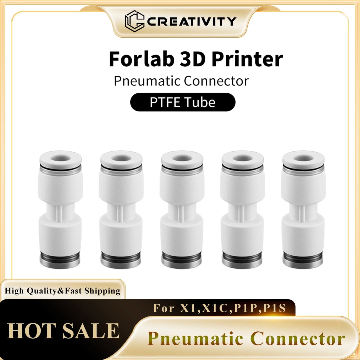 Connettore Pneumatico PTFE per Stampante 3D, Tubo per Estrusore Filamento 1.75mm, Connettore Rapido per Lab X1 X1C P1P P1S