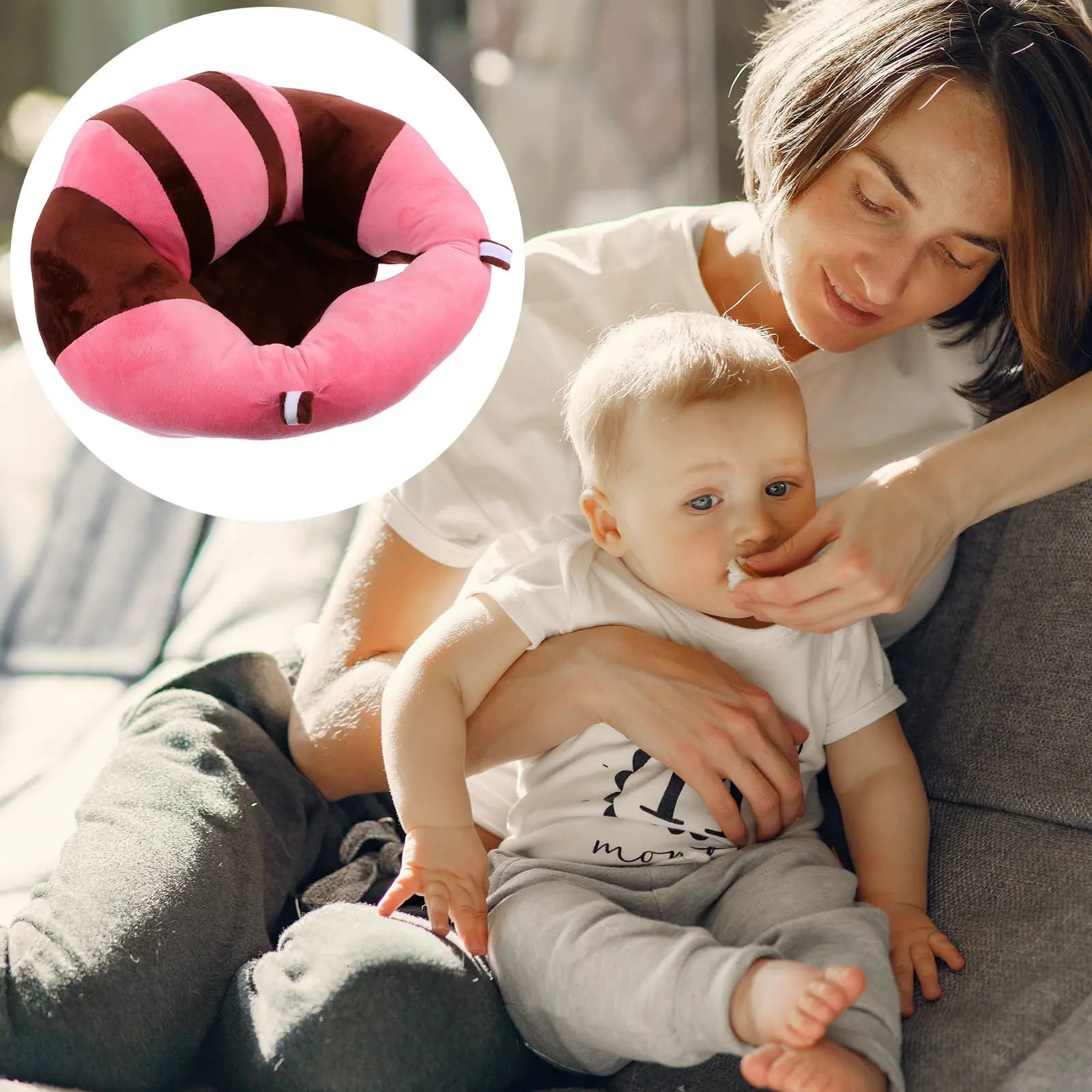 Seduta per Neonati, Sedia di Supporto per Bambini, Cuscino da Pavimento con Base Antiscivolo, Comodo Cuscino per Cameretta e Soggiorno