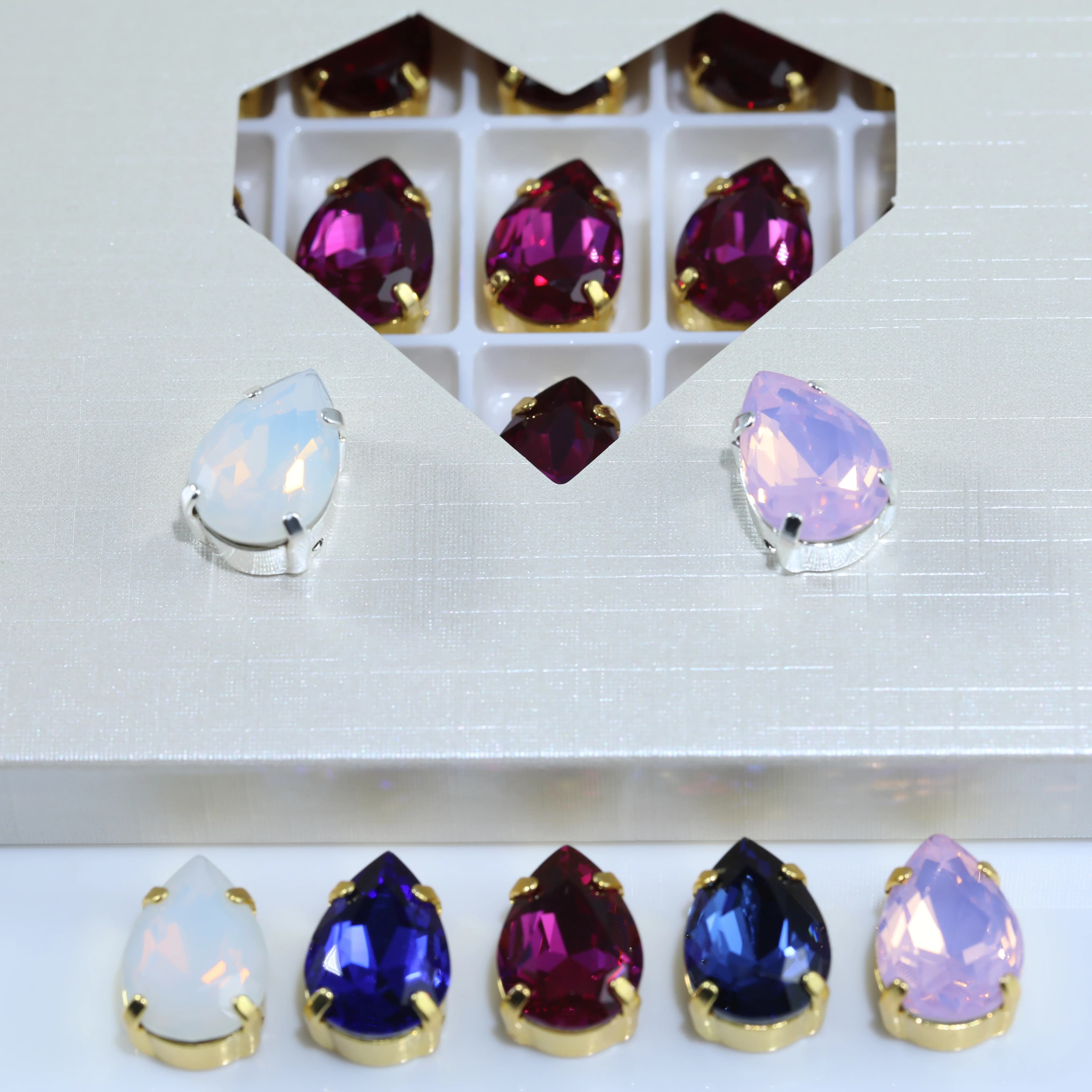 Strass a goccia a punta K9 ad alta lucentezza con perline di cristallo scintillanti per abiti da sposa, ricami, scarpe, borse e decorazioni fai da te