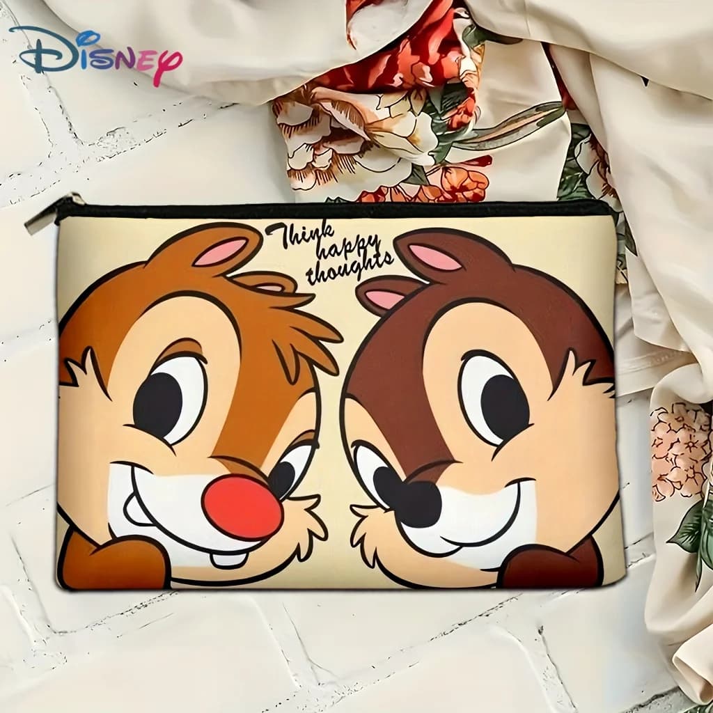 Borsa per cosmetici Disney Chip'N Dale da 1 pezzo - Simpatica borsa multifunzionale con cerniera per donna, borsa per gioielli, perfetta borsa per riporre i gioielli con cerniera da viaggio - Divertente regalo di compleanno