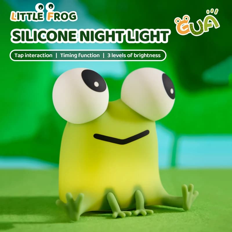 Luce notturna ricaricabile USB Lampada in silicone rana cartone animato Luce soffusa temporizzata Supporto per telefono cellulare per comodino camera da letto per bambini