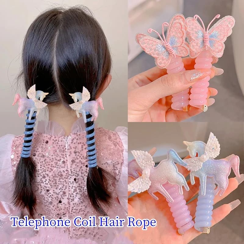 Fascette per capelli con filo telefonico per ragazze fasce per capelli a spirale corda per capelli accessori per capelli coda di cavallo elastici per ragazze