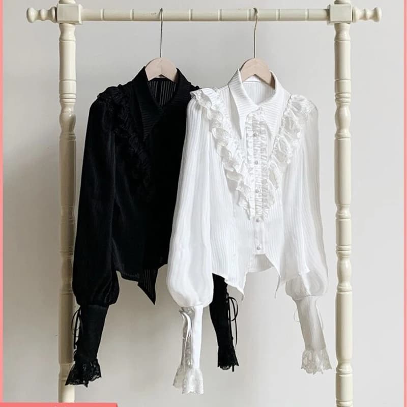 Camicette Lolita giapponesi Kawaii Donna Camicie vittoriane vintage con maniche a lanterna Top Y2K Estetica Cospaly Jk Blusas Mujer De Moda