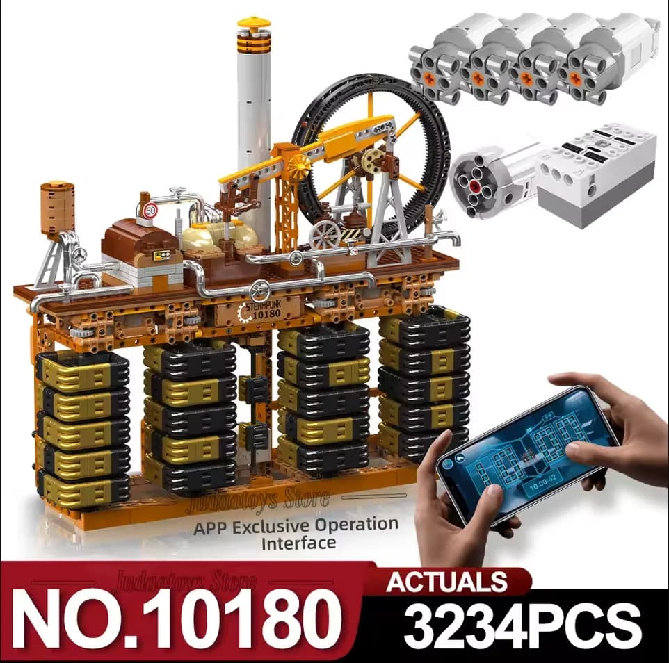 Mould King 10180 Steampunk Cube Clock Model Building Blocks kit di mattoncini da collezione, giocattoli con controllo APP RC, orologio meccanico per bambini, idea regalo