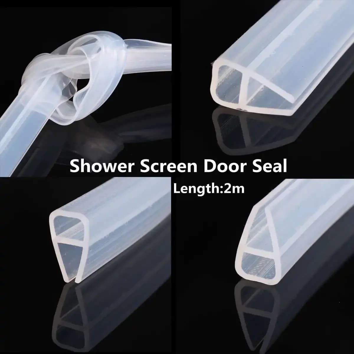Guarnizione per schermo doccia in silicone Striscia scorrevole in gomma plastica per bagno Accessori per fissaggio in vetro per porte e finestre da 6/8 mm