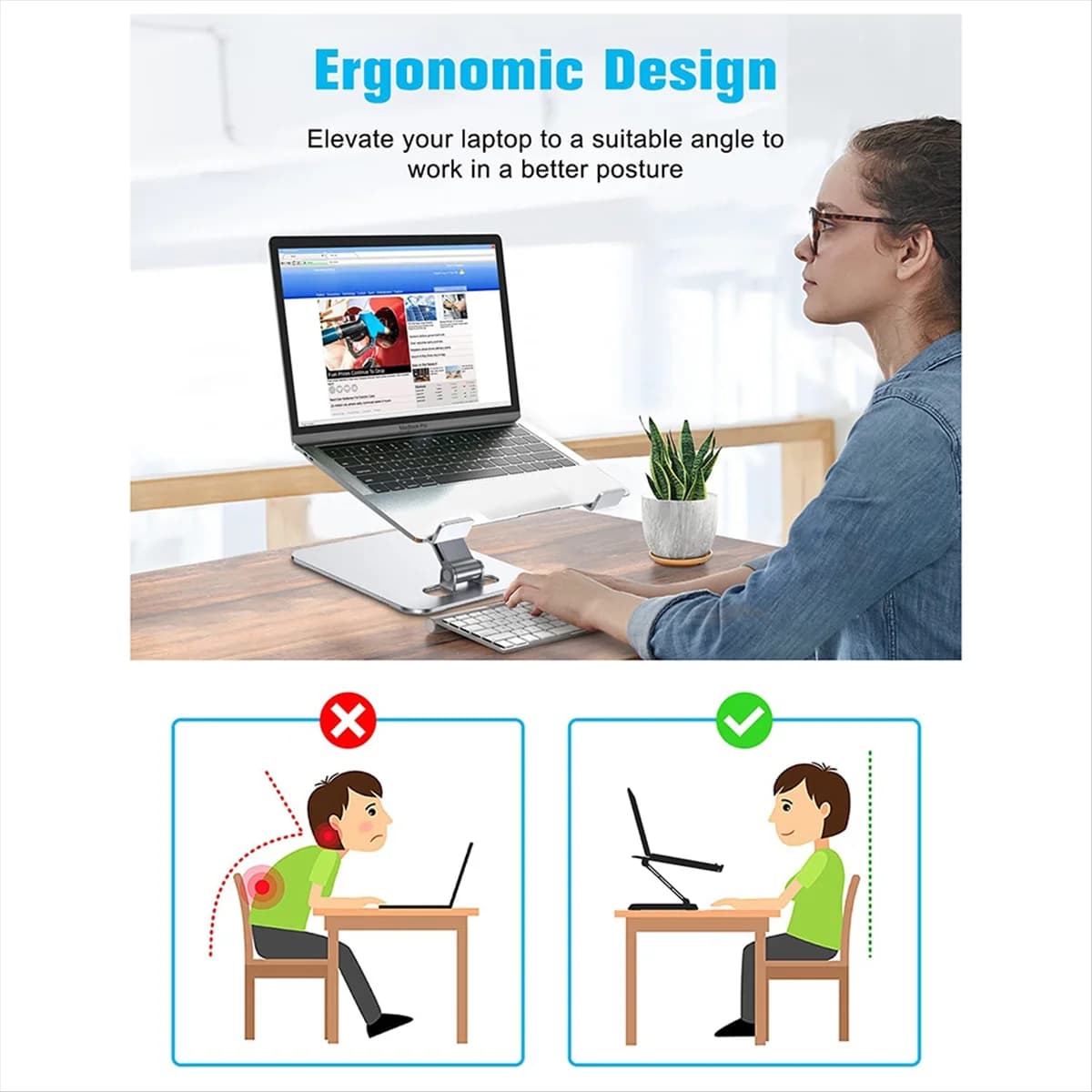 【Decorazione per feste】Supporto ergonomico per laptop, supporto da scrivania regolabile in lega di alluminio per laptop