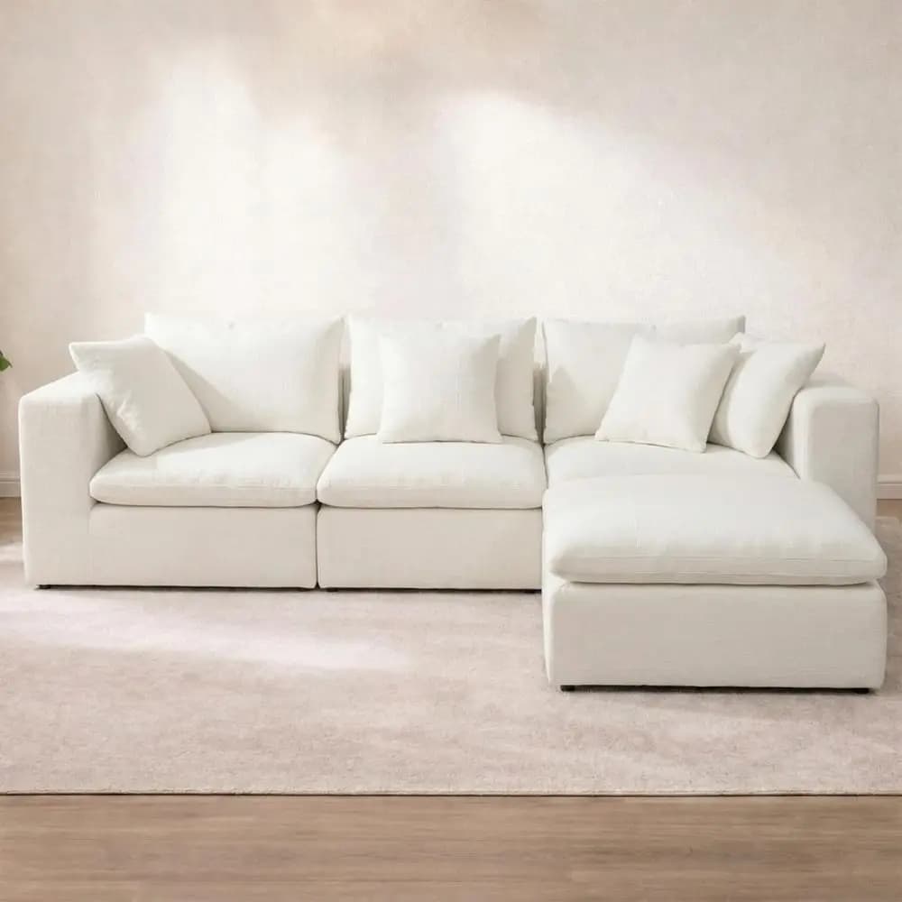 Oversized Sectional Sofa, Deep-Seat Cloud Couch, Removable Washable Covers, Ideal for Living Room/Family Lounge