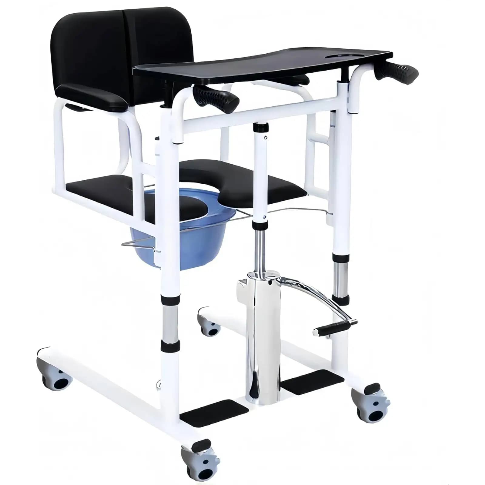 4 in 1 Footrest Hydraulic Lift Seat with Caster Manual Patient Lift Transfer Chairs 300LBS Load Capacity for Elderly & Household