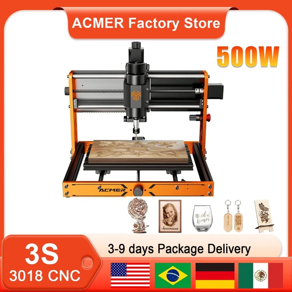 CNC Router ACMER 3S 3018 Powerful Laser Engraving Machine For DIY Assembly Glass, Plastic, Acrylic
