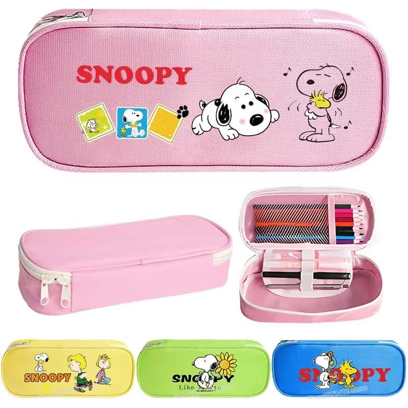 Astuccio per matite Snoopy per ragazzi e ragazze Astuccio per matite per cartoni animati per asilo Astuccio per penne stampato anime per bambini Astuccio per cancelleria per la scuola