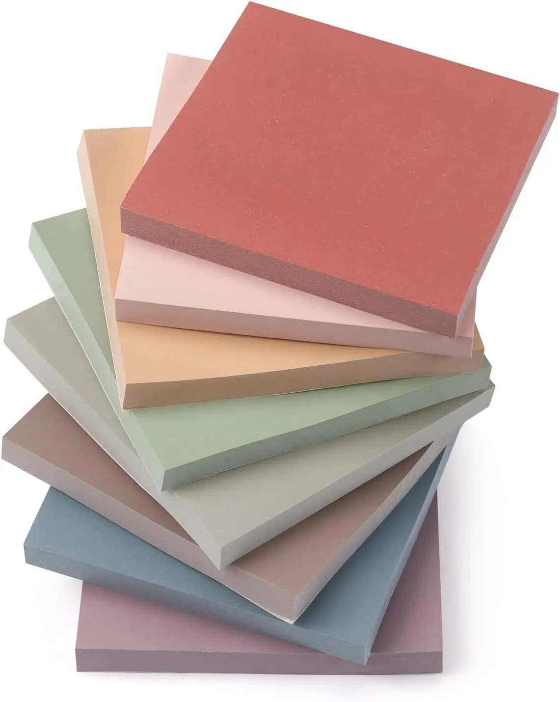 Blocchetti Adesivi 3x3, 8 Colori Morandi per Ufficio, Scuola, Casa, 80 Fogli per Blocco, 8 Blocchetti