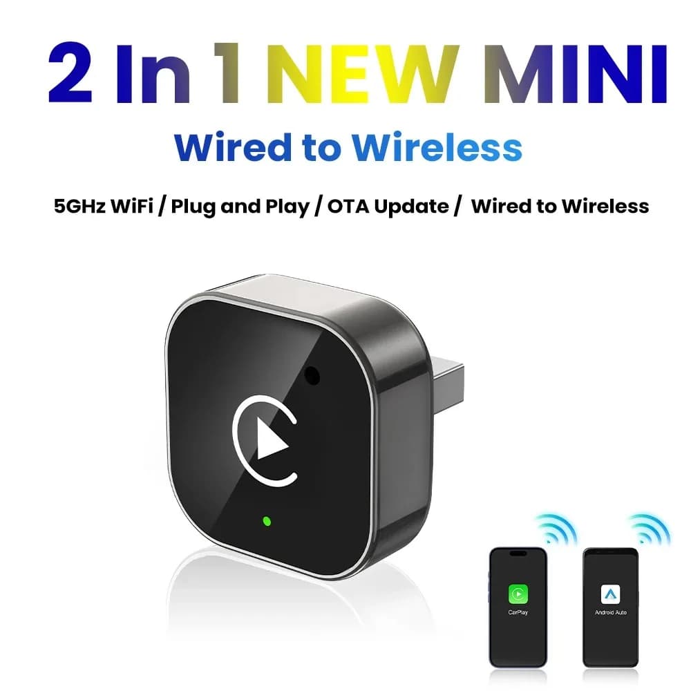 Adapter Wireless CarPlay and Android Auto 2025, New USB Dongle, Mini Box Intelligent Plug and Play Universal for VW Toyota Nissan Honda